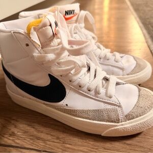 Nike White and Black High-Tops with Yellow Accents